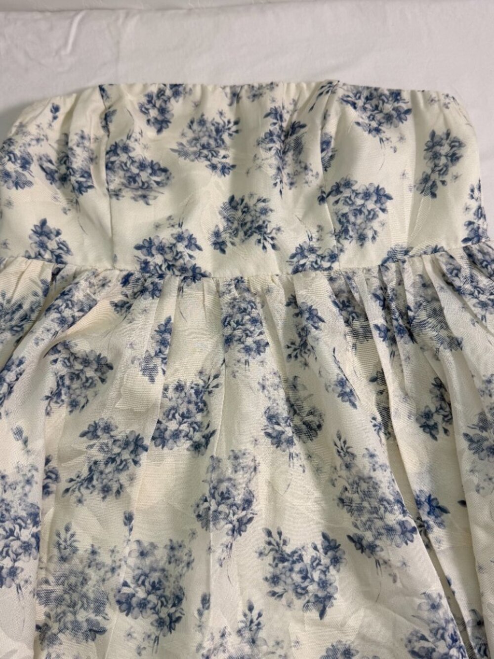 Selfie Leslie Strapless Babydoll Mini Dress Blue Floral XS NWT Cottagecore - Picture 7 of 13